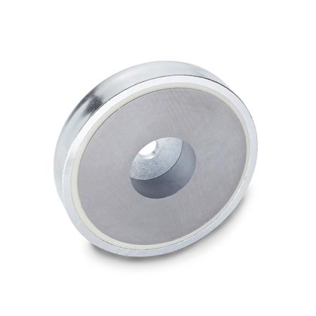 Otto Ganter Retaining Magnet Disc Shaped with Bore, GN 50.4